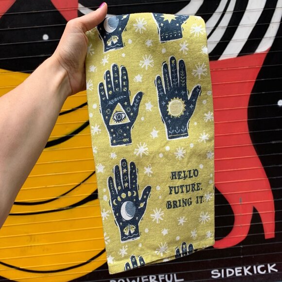 Hello Future Bring It Mystical Hand Dish Cloth Towel | All-Over Astrology Desig - Picture 3 of 6